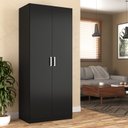 Ver imagem 1 de Guarda-roupa Solteiro Monarca 2 Portas Cor Preto
