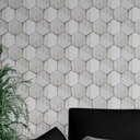 Ver imagem 1 de Papel De Parede 3d Adesivo Para Decoração Geométrico Em Tons De Branco Cinza E Dourado