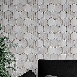 Papel De Parede 3d Adesivo Para Decoração Geométrico Em Tons De Branco Cinza E Dourado - 1