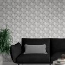 Ver imagem 4 de Papel De Parede 3d Adesivo Para Decoração Geométrico Em Tons De Branco Cinza E Dourado