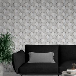 Papel De Parede 3d Adesivo Para Decoração Geométrico Em Tons De Branco Cinza E Dourado - 4