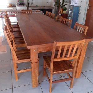 Conjunto Mesa e Cadeiras Rústicas Made Wood 10 Lugares