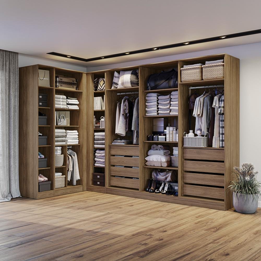 Conjunto Closet Kappesberg Adapt Nogueira 4 Peças 337cm X 175cm ...