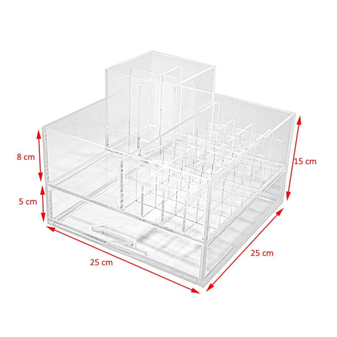 ORGANIZADOR ACRÍLICO DE MAQUIAGEM COM GAVETA MAKE TRIO Centauri Acrílicos ORG-TRIO - 3