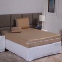 Ver imagem 3 de Capa de Colchão Solteiro 25cm + Fronha com Zíper Malha Lisa 2 Peças:bege Avelã