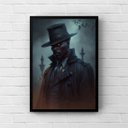 Ver imagem 1 de Quadro Umbanda Exu Capa Preta 45x34cm:Madeira preta