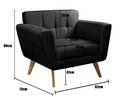 Ver imagem 4 de 2 Poltronas Decorativa Bruna Living Sala Quarto Recepção - Veludo Preto 410