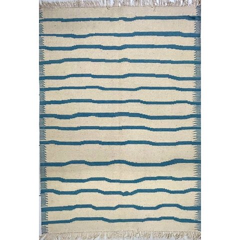 Tapete para Sala Kilim Stripe 126x176 70448 Listrado Azul