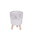 Ver imagem 1 de Vaso Decorativo Ceramica Estilo Granilite com Pes de Madeira