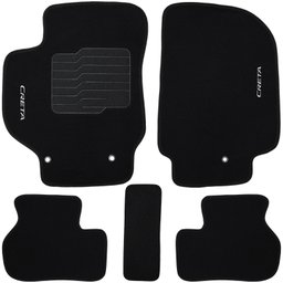 Jogo de Tapete Automotivo Carpete Creta 2017 À 2019 Soft Logo Bordado Preto 5 Peças S/m Soft Preto 5 - 3