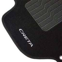 Jogo de Tapete Automotivo Carpete Creta 2017 À 2019 Soft Logo Bordado Preto 5 Peças S/m Soft Preto 5 - 6