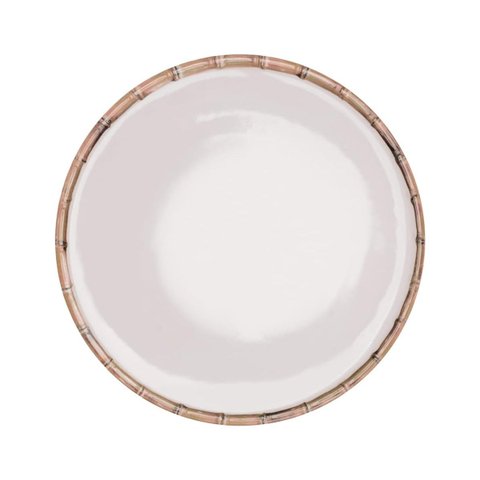 Prato de Jantar Branco Com Detalhe na Borda em Bambu 22cm Mimo Style