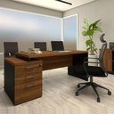 Ver imagem 1 de Mesa Escritório Executiva 170cm a 192cm 3 Gav. Pé Painel F5