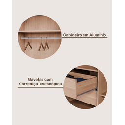 Guarda Roupa Casal Espelhado Mdf 2 Portas - Verona-branco Acetinado - Made Marcs - 4