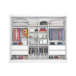 Guarda Roupa Casal Espelhado 2 Portas 4 Gavetas - Verona-Branco Acetinado - Made Marcs - 2
