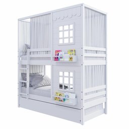 Treliche Casinha 2 Janelas Cortina Madeira Branco - 6