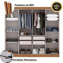 Ver imagem 5 de Guarda-Roupa Casal em MDF 8 Portas e 4 Gavetas Slim