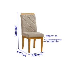 Conjunto Sala de Jantar Mesa Bela Tampo Vidro/MDF com 6 Cadeiras - 3