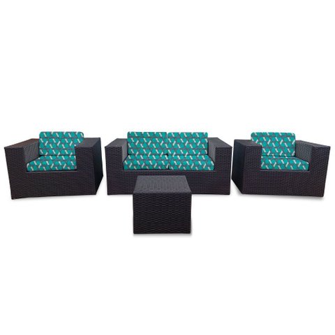 Conjunto Bora Bora Escuro - 1 Sofá 2 Lugares + 2 Poltronas + 1 Mesa de Centro - Maiorca