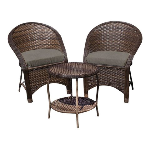Conjunto de Poltronas Fibra Sintética Seul - 2 Poltronas + 1 Mesa Centro - Tecido Duna 2 Fendi