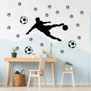 Ver imagem 1 de Kit Adesivos de Parede Bolas de Futebol e Jogador Chute Bola Quarto Menino Kanto Store Adesivo de Pa