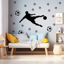 Ver imagem 2 de Kit Adesivos de Parede Bolas de Futebol e Jogador Chute Bola Quarto Menino Kanto Store Adesivo de Pa