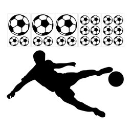 Kit Adesivos de Parede Bolas de Futebol e Jogador Chute Bola Quarto Menino Kanto Store Adesivo de Pa - 5