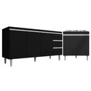 Ver imagem 1 de Kit Balcão Gabinete para Pia Andreia 150cm C- Balcão Cooktop 4 ou 5 Bocas Preto