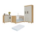Ver imagem 1 de Quarto de Bebê Completo Berço Americano 3x1 Colchão Ternura Multimóveis Mp4671 Madeirado/off