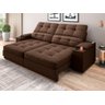 Sofá com Porta Copos e Carregador Usb Eureka 2,00m Assento Retrátil e Reclinável Velosuede - - 1