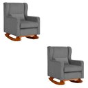 Ver imagem 1 de Kit 2 Poltrona Aurora Balanço Vovo Suede Cinza - Fm