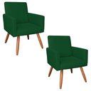 Ver imagem 1 de Kit 2 Poltronas Nina Suede Verde Pés Palito Castanho - Pallazio
