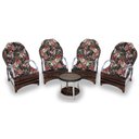 Ver imagem 1 de Conjunto de Poltronas Fibra Sintética Paris Alumínio - 4 Poltronas + 1 Mesa Centro - Tecido Maui Pre
