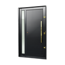 Ver imagem 1 de Porta Pivotante Alumínio Lambril Visione c/Pux.D.Elite Preto Gold 240x150 Brimak