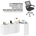 Ver imagem 5 de Conjunto Escritório 2 Peças Escrivaninha Mesa Leonie c/Cômoda e Cadeira Diretor Tela Yescasa Branco/