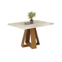 Ver imagem 2 de Mesa de Sala Jantar Celeste Tampo Madeirado Curvo 120x90 Freijo/quartzo - Dj Móveis