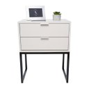 Ver imagem 5 de Mesa de Cabeceira Eco Industrial 40cm Branco 2 Gavetas Pés Ferro Preto para Quarto Cama