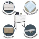 Ver imagem 4 de Mesa de Cabeceira Eco Industrial 40cm Branco 2 Gavetas Pés Ferro Preto para Quarto Cama