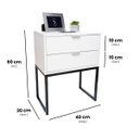 Ver imagem 2 de Mesa de Cabeceira Eco Industrial 40cm Branco 2 Gavetas Pés Ferro Preto para Quarto Cama