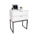 Ver imagem 1 de Mesa de Cabeceira Eco Industrial 40cm Branco 2 Gavetas Pés Ferro Preto para Quarto Cama