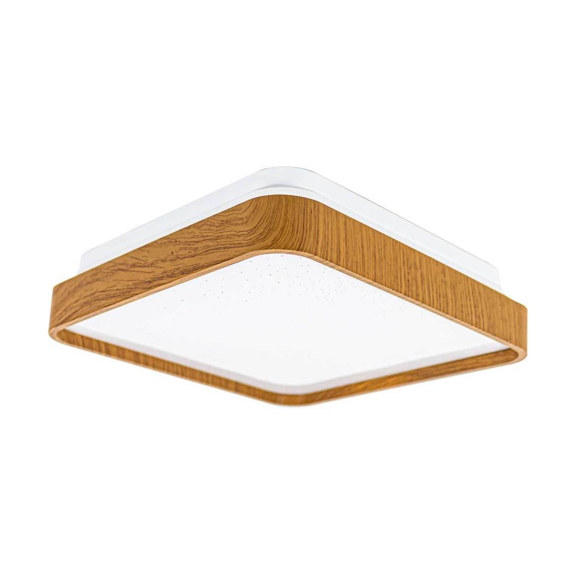 Lustre Plafon Led Timber 12w 28x28 Céu Estrelado Amadeirado Branco Quente 3000k Bivolt - 5