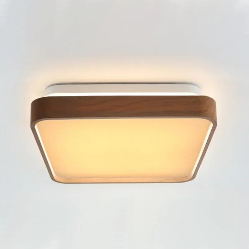 Lustre Plafon Led Timber 12w 28x28 Céu Estrelado Amadeirado Branco Quente 3000k Bivolt - 2