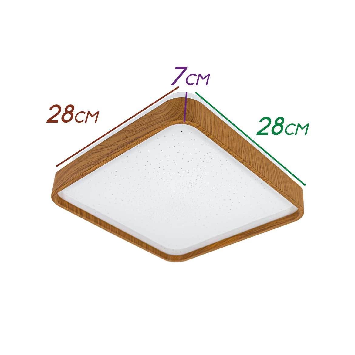 Lustre Plafon Led Timber 12w 28x28 Céu Estrelado Amadeirado Branco Quente 3000k Bivolt - 8