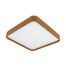 Lustre Plafon Led Timber 12w 28x28 Céu Estrelado Amadeirado Branco Quente 3000k Bivolt - 4