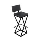 Ver imagem 2 de Banqueta Alta Industrial Cozinha Bar Balcão Bistro Zenite com Encosto Preto Metalon Preto.