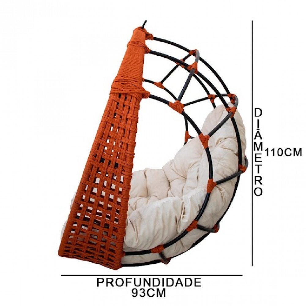 Balanço Ninho Suspenso em Corda Náutica Almofada Impermeável - 4