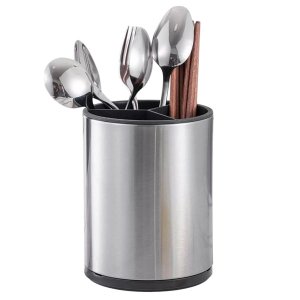 Porta Talheres Utensilios Inox Escorredor Base Giratoria Suporte Mesa Bancada Organizaçao Cozinha Re
