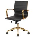 Ver imagem 1 de Cadeira Escritório Giratória Baixa Diretor Anm04d Anima Esteirinha Pu Preto Base Rodízio Dourada