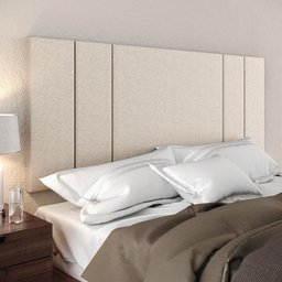 Cabeceira Luana 1,40 Estofada Painel Suspenso Decoração Quarto Casal Solteiro Modulada - Bege - 2