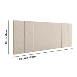Cabeceira Luana 1,40 Estofada Painel Suspenso Decoração Quarto Casal Solteiro Modulada - Bege - 5